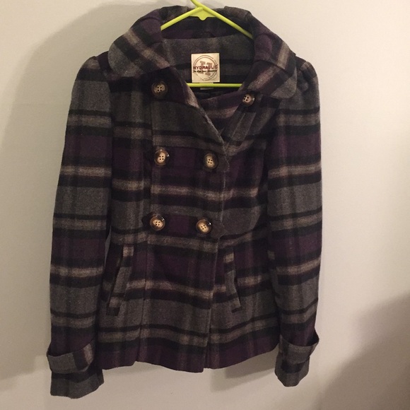 Hydraulic Jackets & Blazers - Plaid pea coat